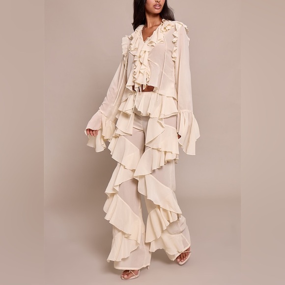 RED 2PCs Ruffled Pant Set - Picture 14 of 15